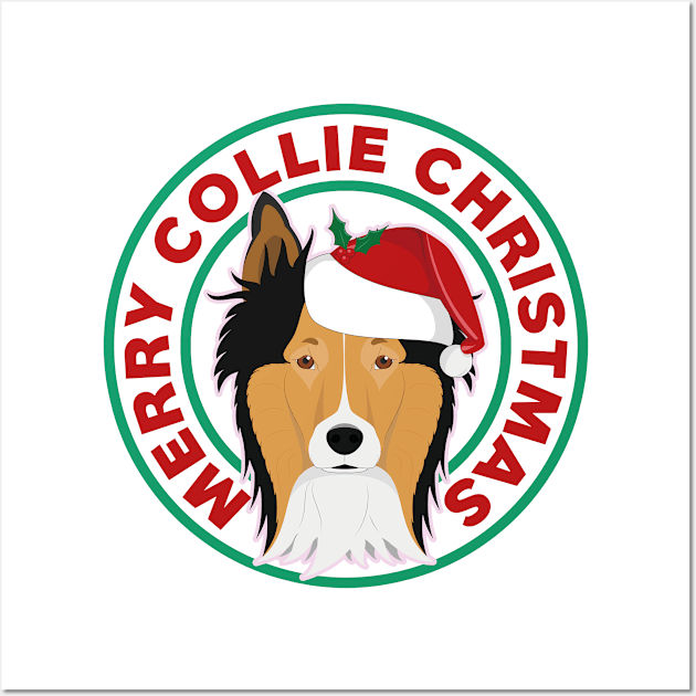 Merry Christmas Collie Wall Art by CafePretzel